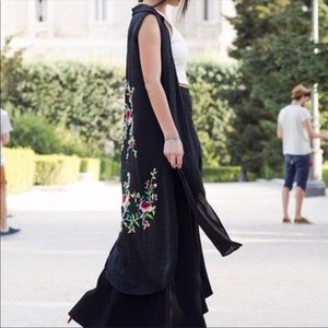 Zara embroidered black shirt dress